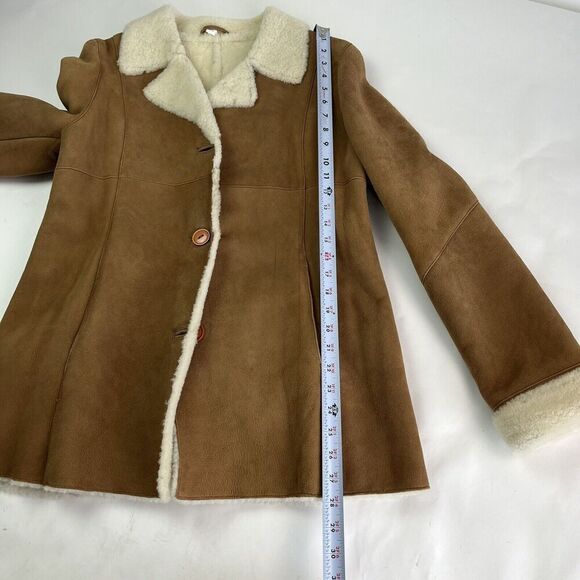 Vintage ASTON Shearling Suede Coat Womens 8 Lambskin Penny Lane Cabincore - Picture 8 of 16